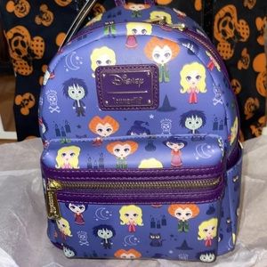 Loungefly Hocus Pocus AOP Chibi Mini Backpack and Wallet NWT